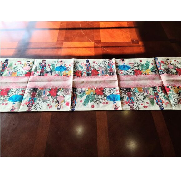Festive Nutcracker Table Runner - Pink and White - Picture 10 of 16